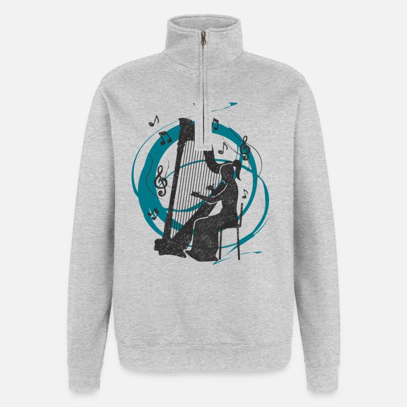 Sons de harpe - Sweat à zip 1/4 - gris chiné