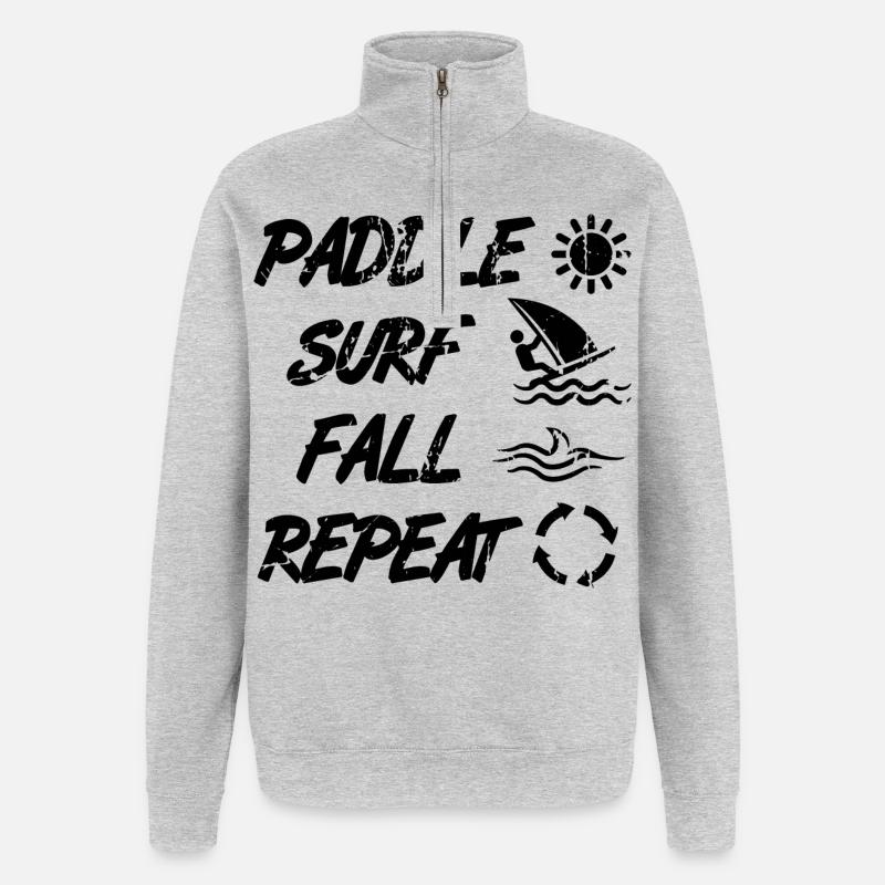 Windsurf Techniken - Quarter-Zip-Sweatshirt - Grau meliert