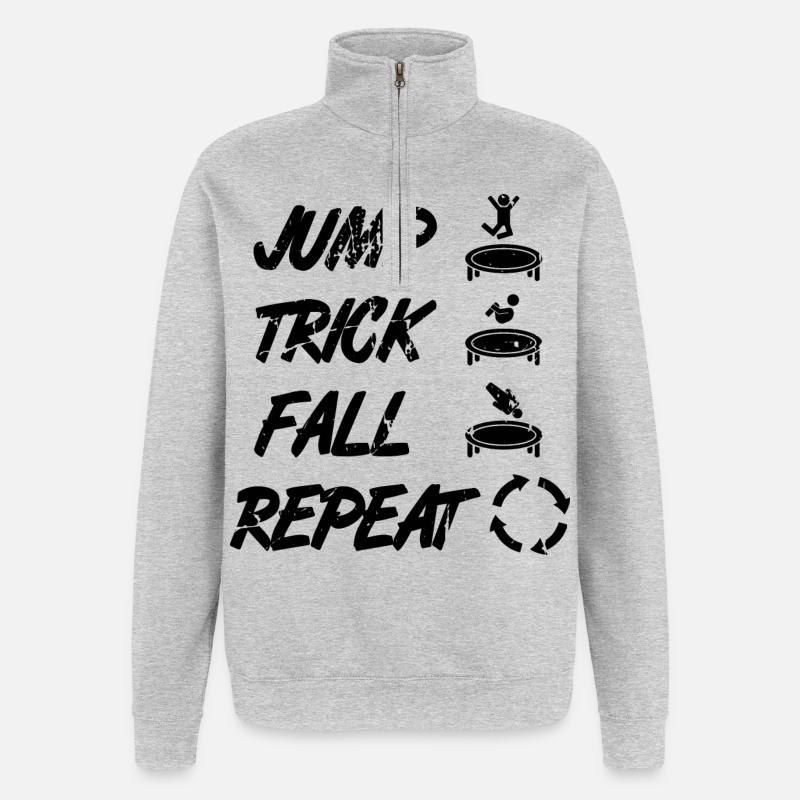 Jump Trick Fall Repeat - Sweat à zip 1/4 - gris chiné