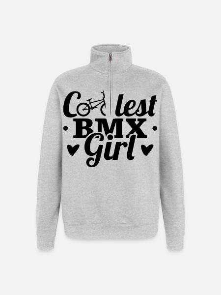 Coolstes BMX Mädchen - Quarter-Zip-Sweatshirt - Grau meliert