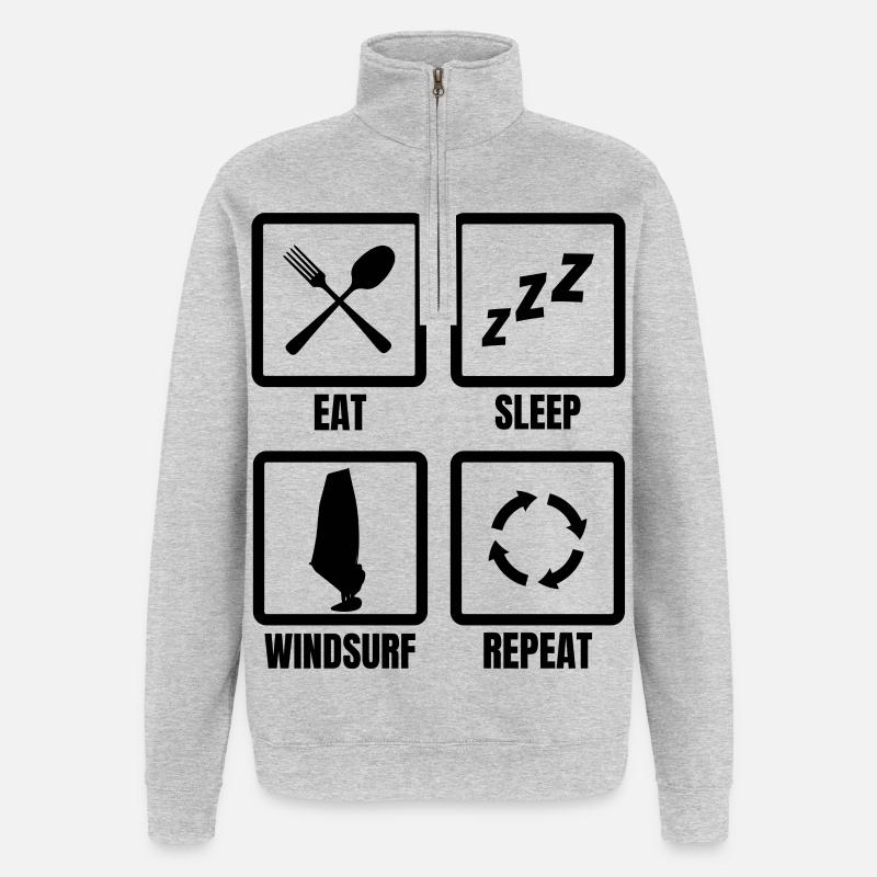 Windsurfer Routine - Quarter-Zip Sweatshirt - heather grey