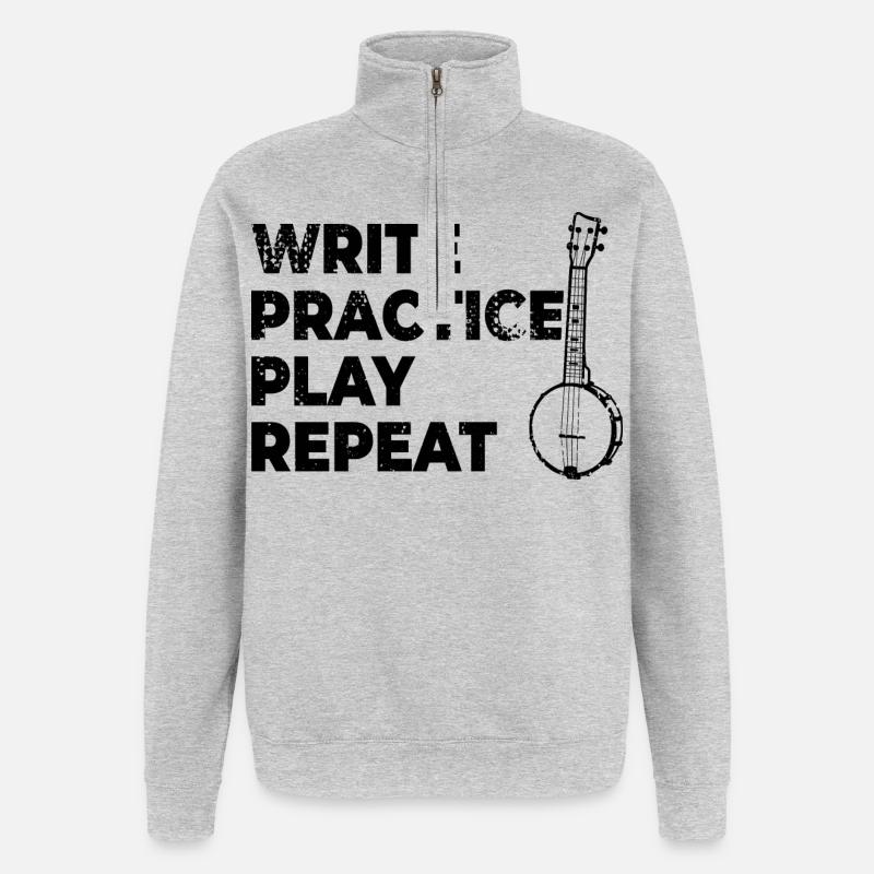 Motivierender Banjo Spruch - Quarter-Zip-Sweatshirt - Grau meliert
