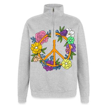 Peace Symbol / Friedenszeichen - Quarter-Zip Sweatshirt - heather grey - Front - AI Model Female 172 light (172cm) & AI Model Male 178 dark (178cm)