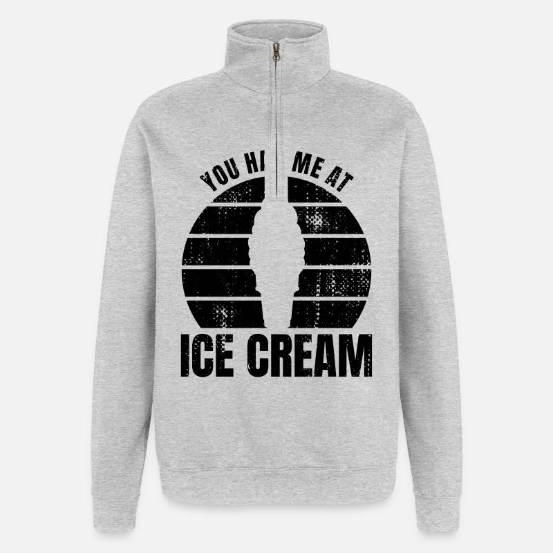 Du hattest mich bei Eiscreme - Quarter-Zip-Sweatshirt - Grau meliert