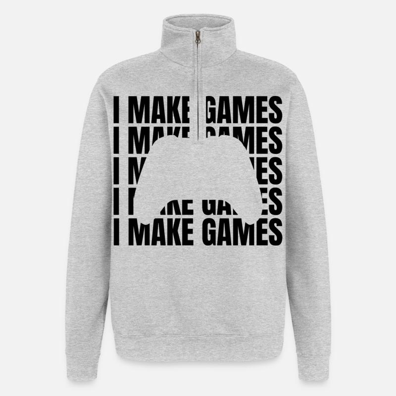 Slogan du concepteur de jeu - Sweat à zip 1/4 - gris chiné