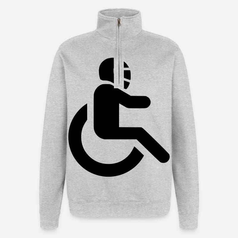 Rollstuhlfahrer mit Helm für WCMX-Rolle* - Quarter-Zip-Sweatshirt - Grau meliert