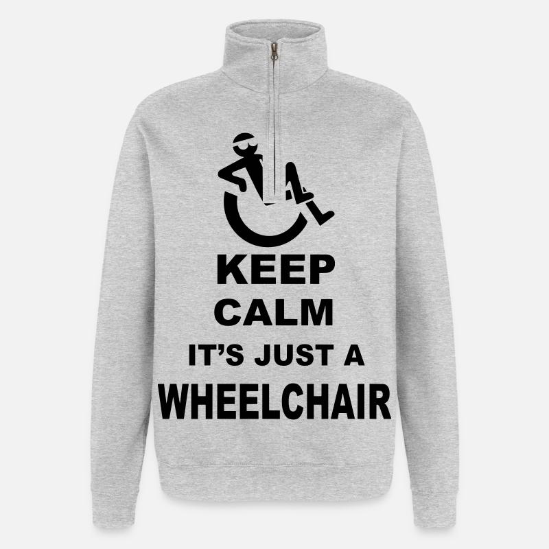 Bleiben Sie ruhig, es ist nur ein Rollstuhlfahrer* - Quarter-Zip-Sweatshirt - Grau meliert