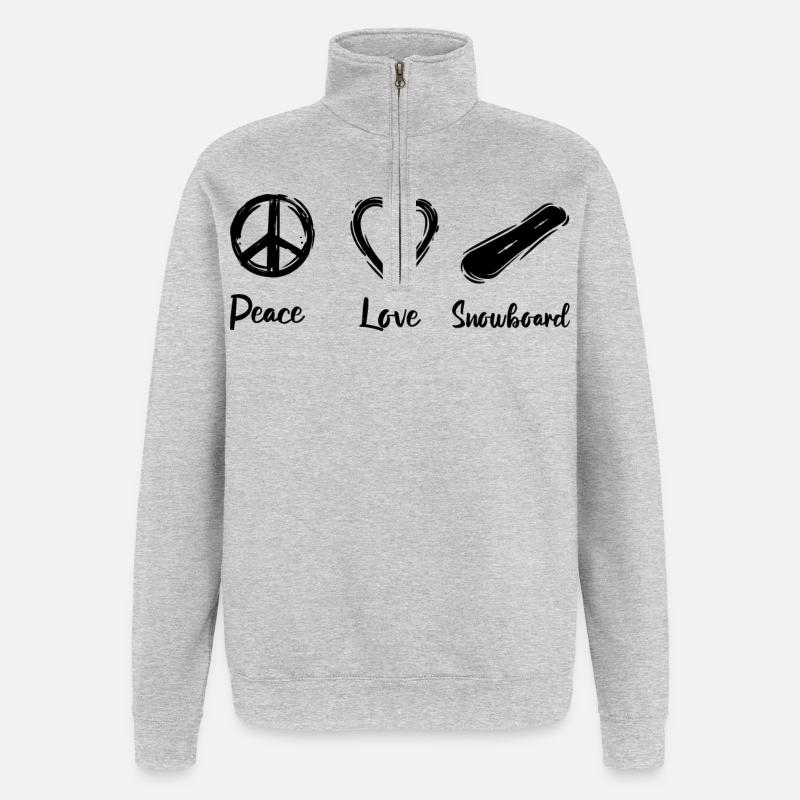Ich liebe Snowboarding - Quarter-Zip-Sweatshirt - Grau meliert