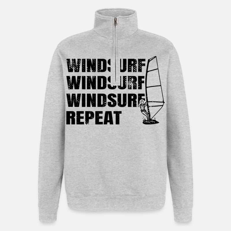 Windsurfing Repeat - Quarter-Zip Sweatshirt - heather grey