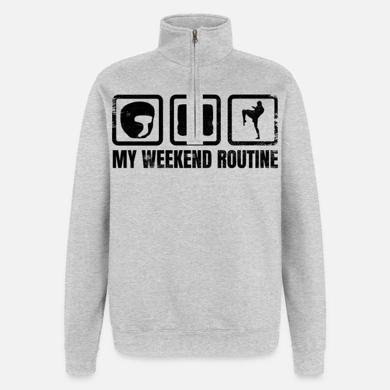 Fun kickboxer weekend - Quarter-Zip Sweatshirt - heather grey