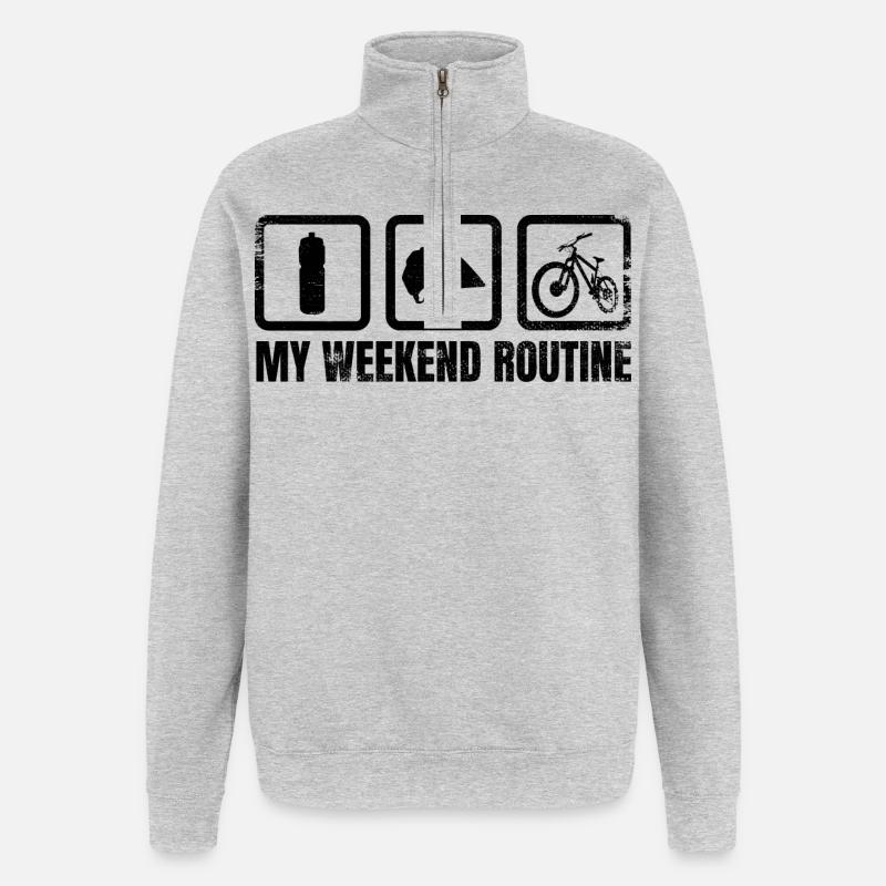 Mountainbiker Wochenende - Quarter-Zip-Sweatshirt - Grau meliert