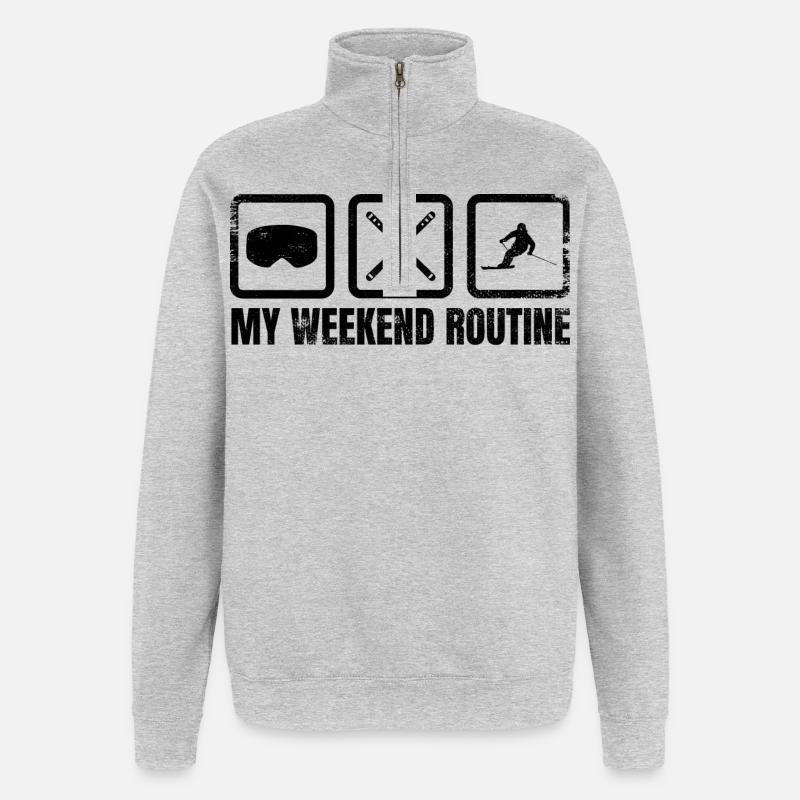 Skifahrer Wochenend Routine - Quarter-Zip-Sweatshirt - Grau meliert