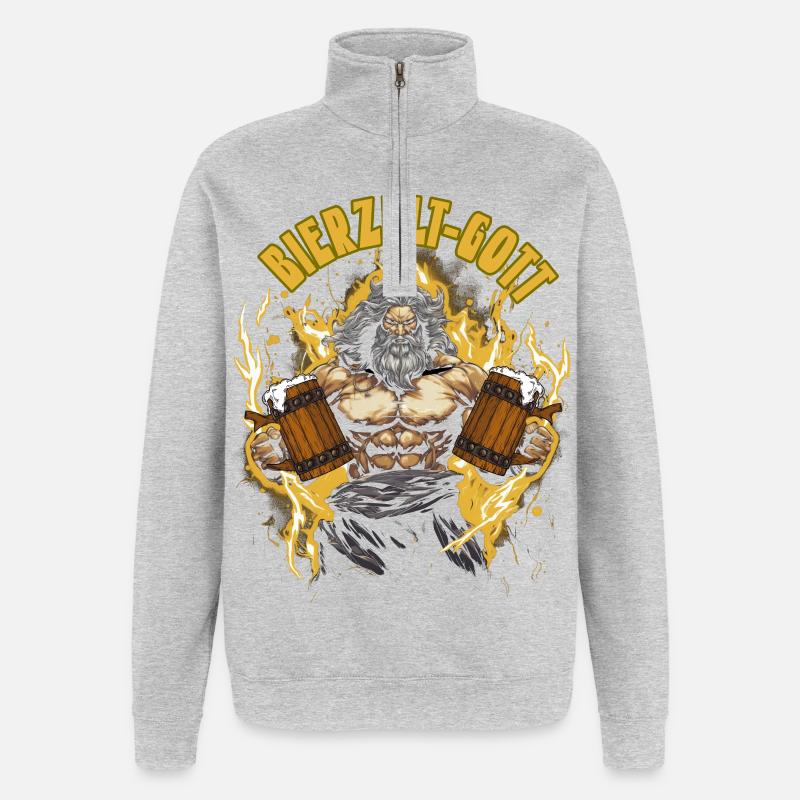 Bierzelt Gott Biertrinker Geschenk - Quarter-Zip-Sweatshirt - Grau meliert
