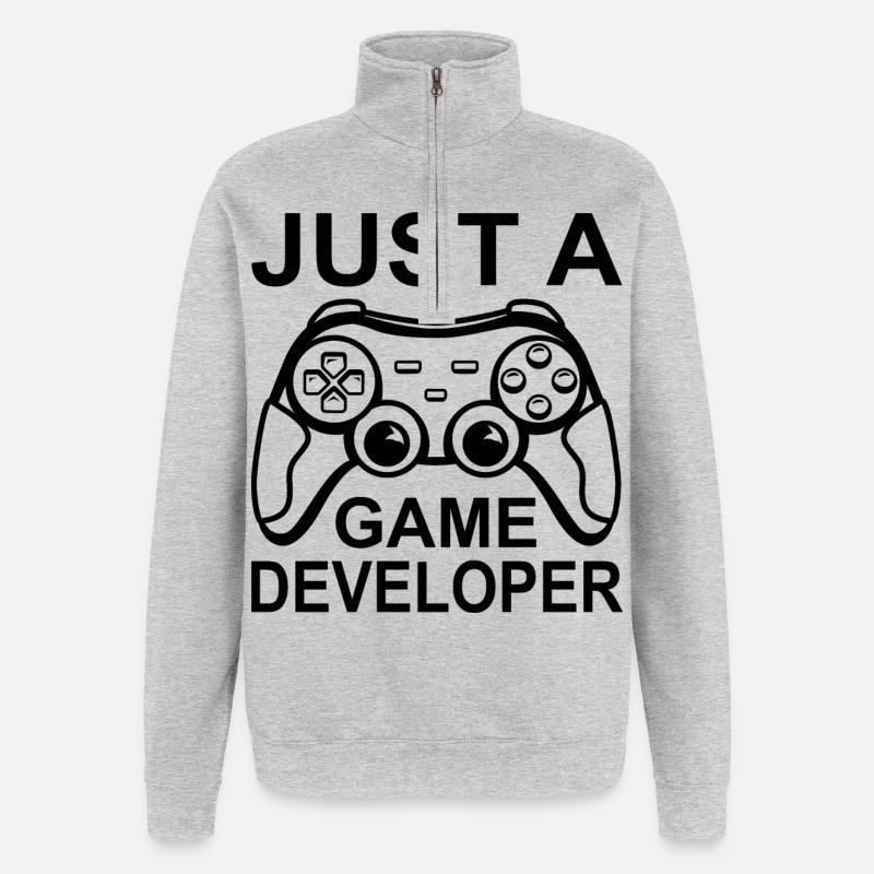 Nur ein Spieleentwickler - Quarter-Zip-Sweatshirt - Grau meliert