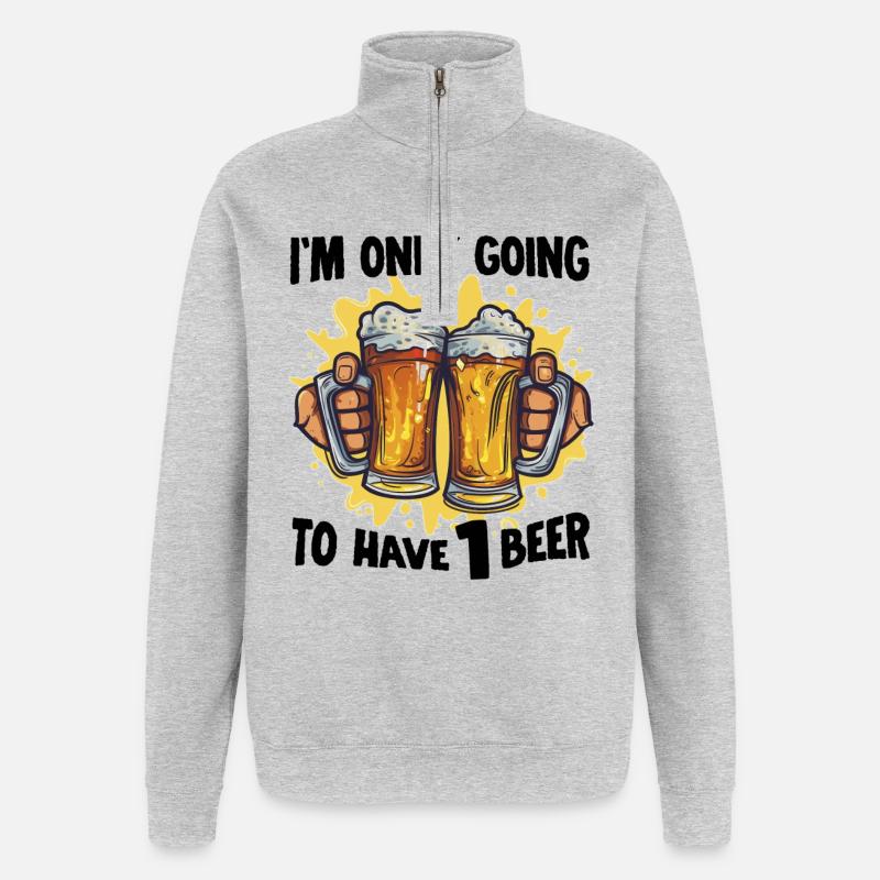 Drinking Biertrinker Bierliebhaber Biershirt - Quarter-Zip-Sweatshirt - Grau meliert