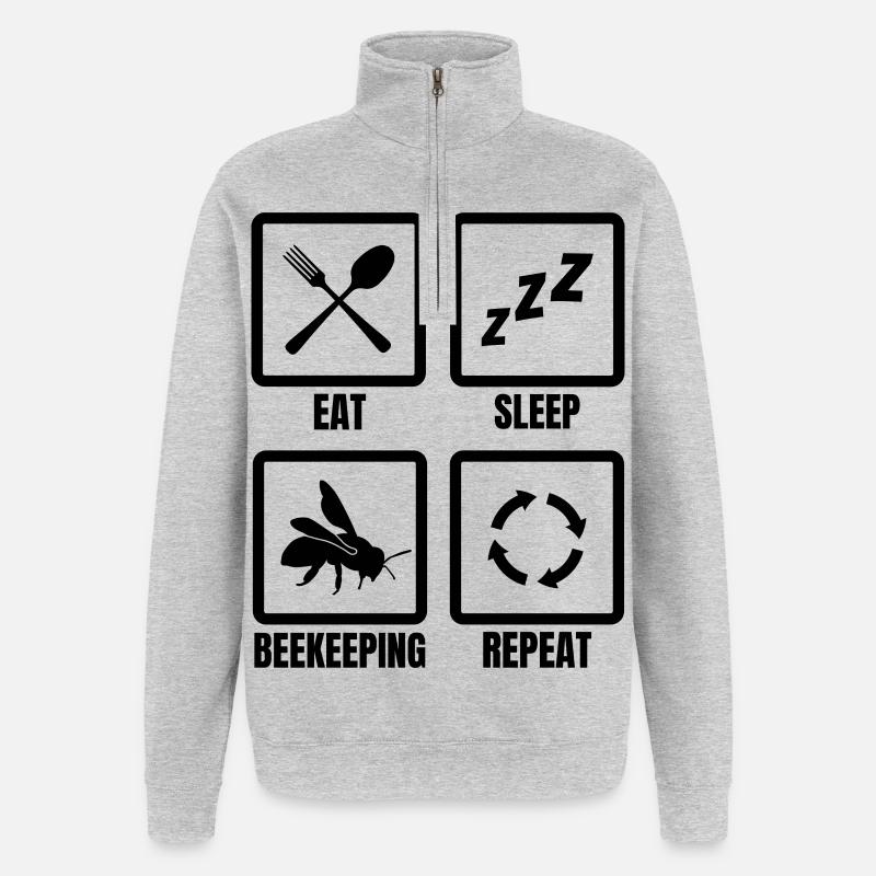 Bienenhalter Routine - Quarter-Zip-Sweatshirt - Grau meliert