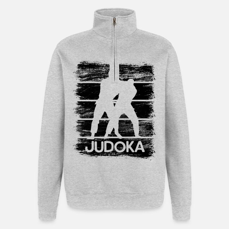 Drôle de dessin de judoka - Sweat à zip 1/4 - gris chiné