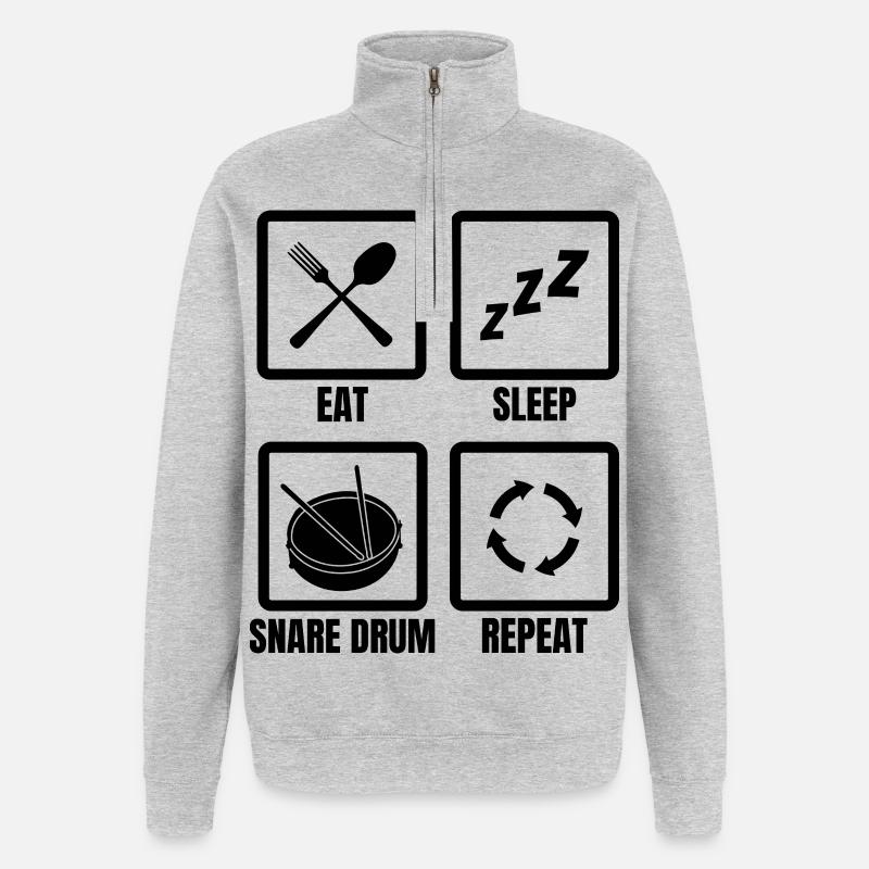 Routine de batteur - Sweat à zip 1/4 - gris chiné