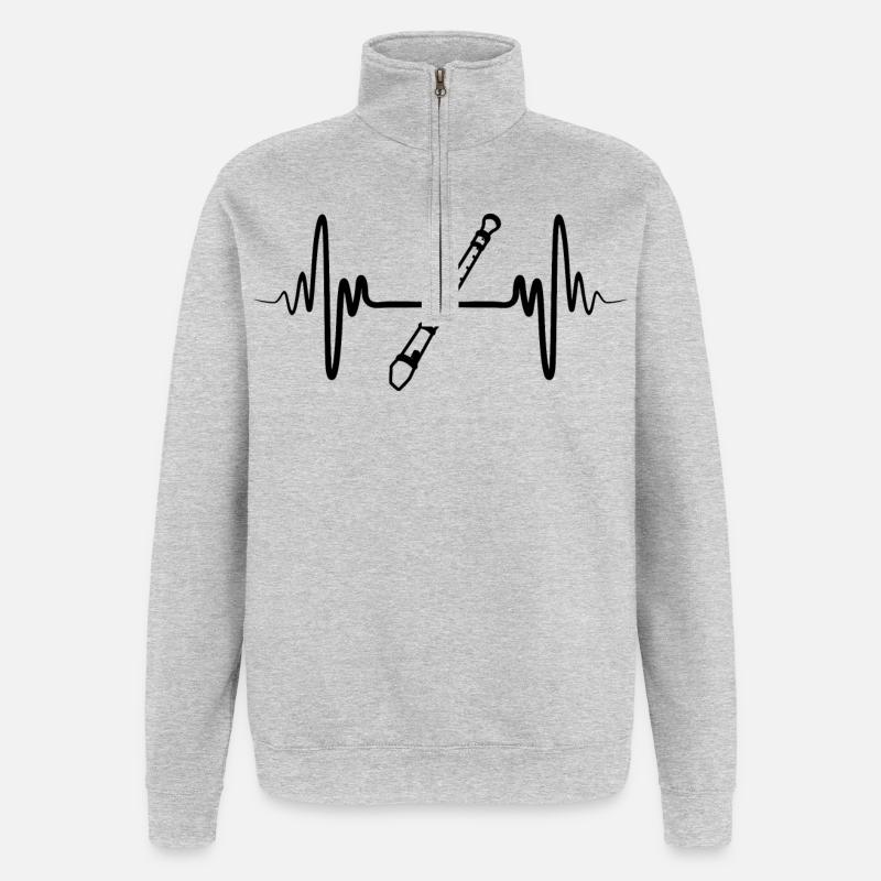 Flöte - Quarter-Zip-Sweatshirt - Grau meliert