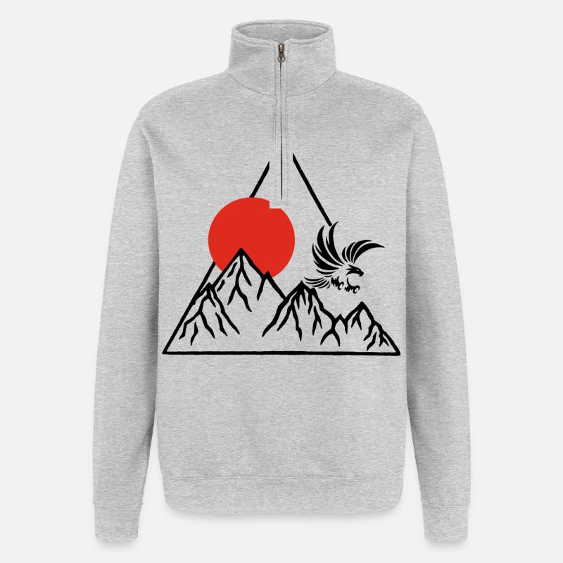 Das Dach der Welt (Schwarz) - Quarter-Zip-Sweatshirt - Grau meliert
