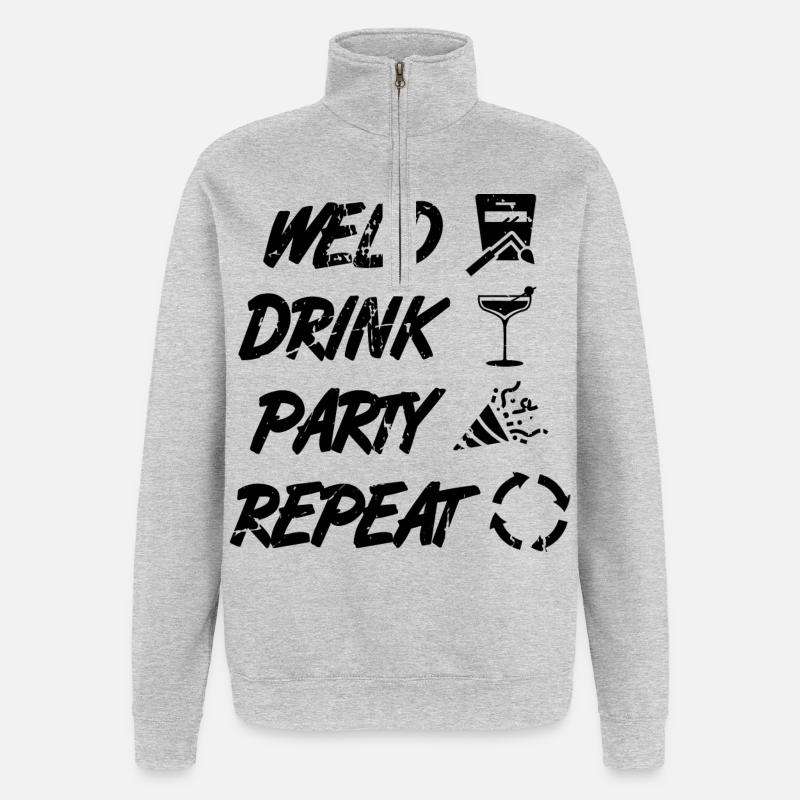 Schweißer Spruch - Quarter-Zip-Sweatshirt - Grau meliert