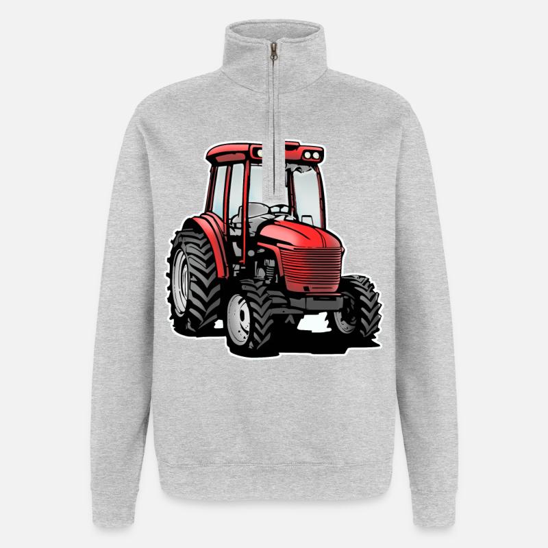 Traktor / traktor - Sweatshirt med 1/4 lynlås - grå meleret