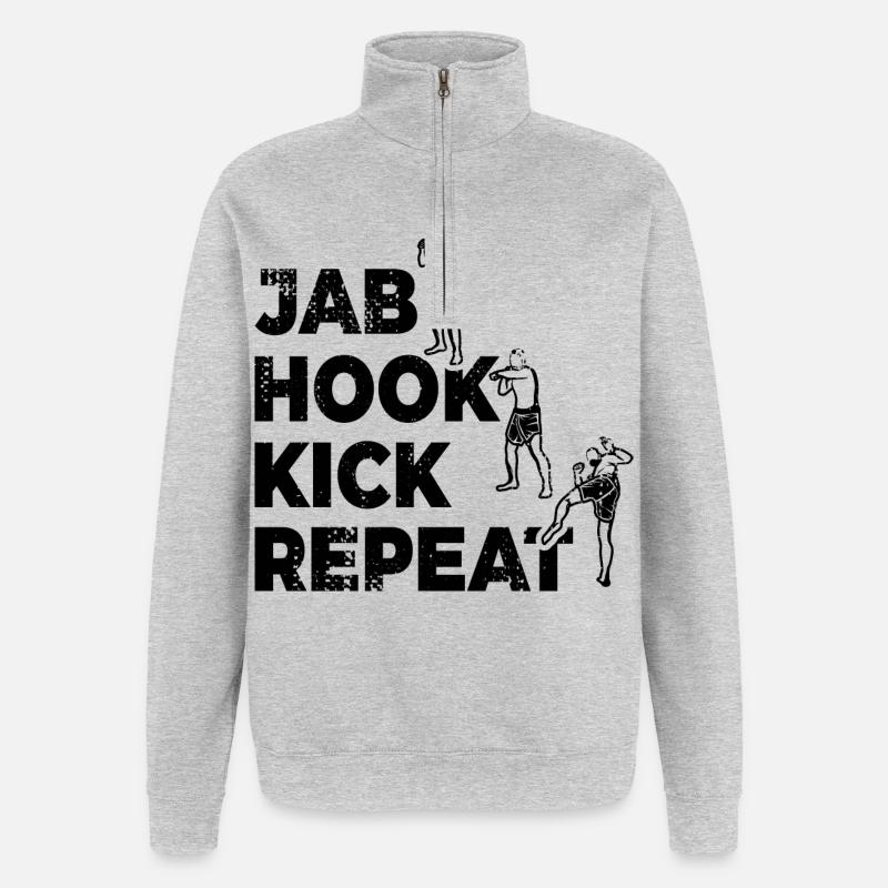 Kickboxer Routine - Quarter-Zip Sweatshirt - heather grey