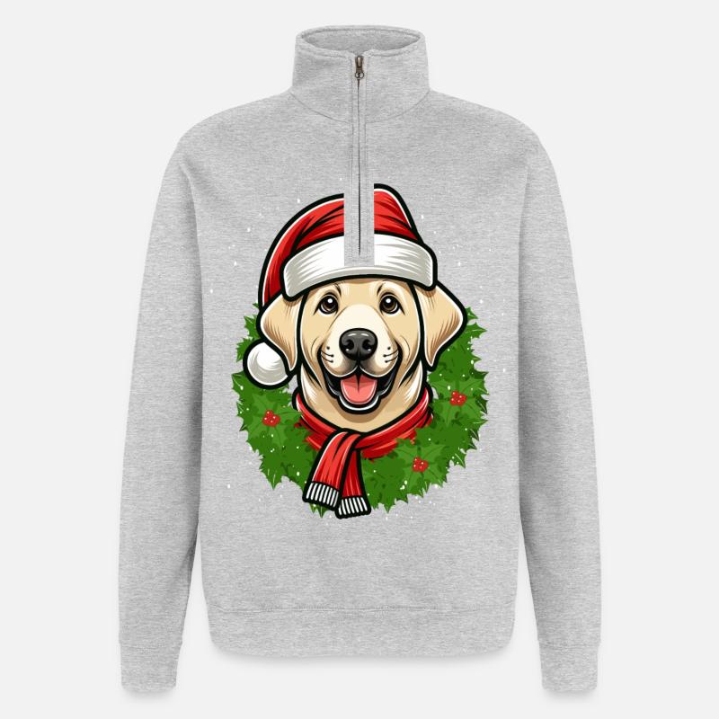 Weihnachts Labrador Hunde-Freunde - Quarter-Zip-Sweatshirt - Grau meliert
