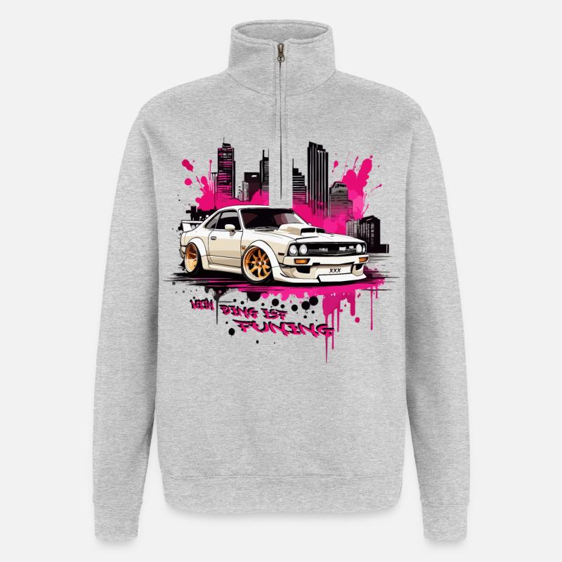 Mon truc, c’est le tuning - Sweat à zip 1/4 - gris chiné
