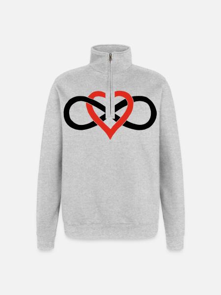 Infinite Love (Black) - Quarter-Zip Sweatshirt - heather grey