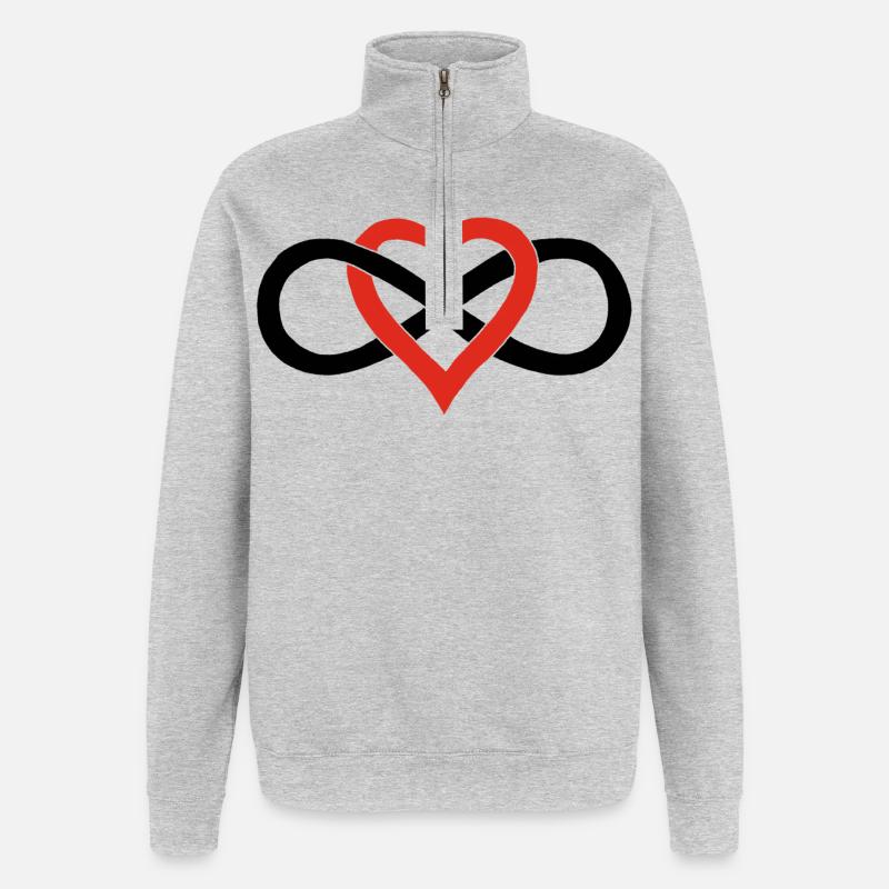 Unendliche Liebe (Schwarz) - Quarter-Zip-Sweatshirt - Grau meliert