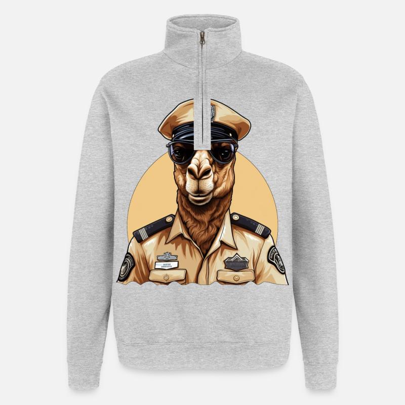 Kamel Polizist - Quarter-Zip-Sweatshirt - Grau meliert