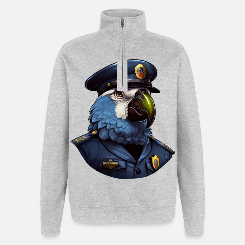 Polizei Papagei - Quarter-Zip-Sweatshirt - Grau meliert