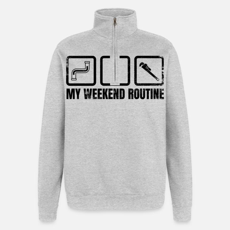 Ma routine du week-end - Sweat à zip 1/4 - gris chiné