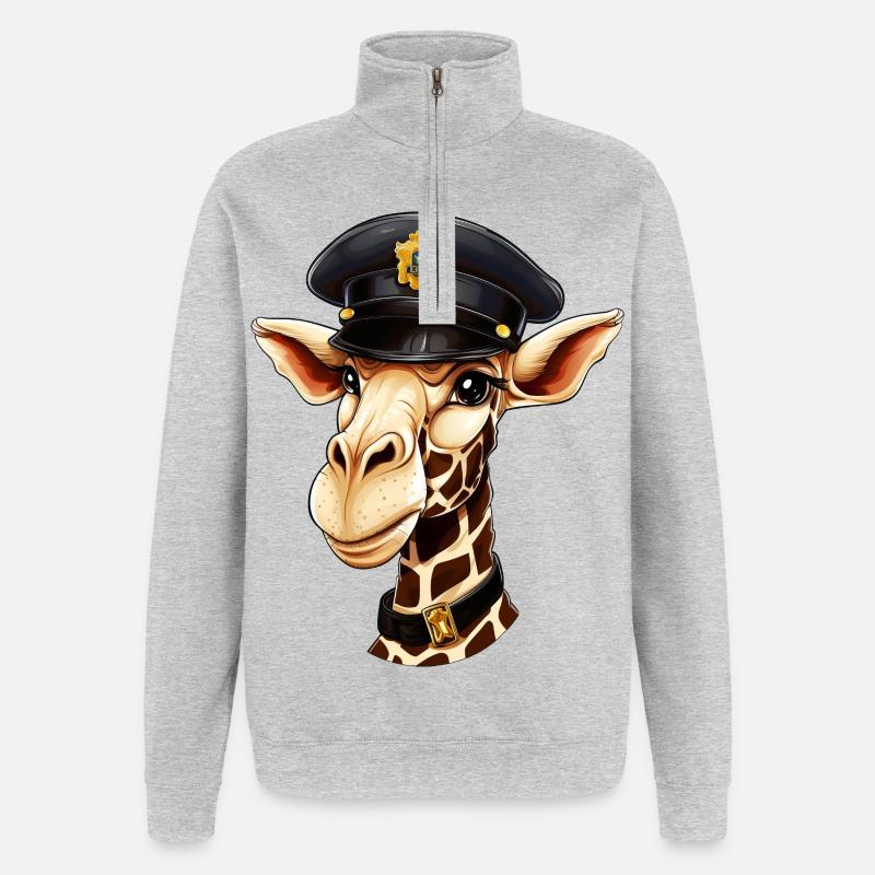 Polizei Giraffe - Quarter-Zip-Sweatshirt - Grau meliert
