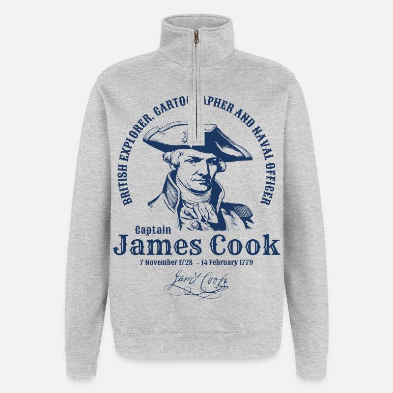 James Cook captain explorer - Quarter-Zip Sweatshirt - heather grey