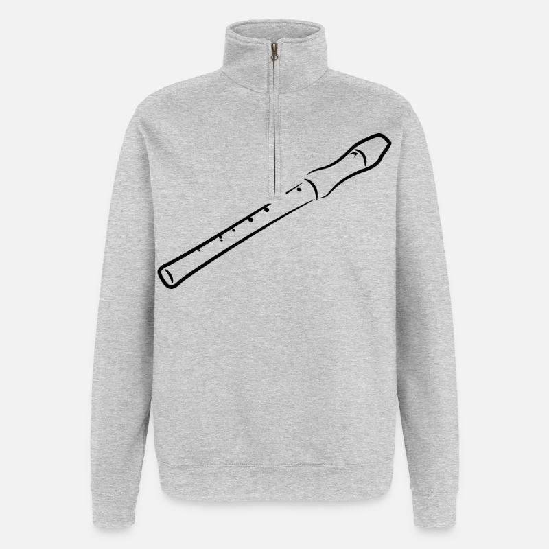 Dessin de flûte - Sweat à zip 1/4 - gris chiné