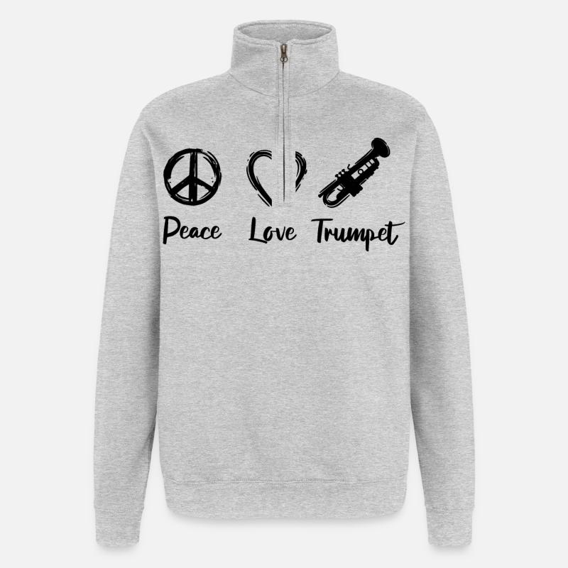 J’adore la trompette - Sweat à zip 1/4 - gris chiné