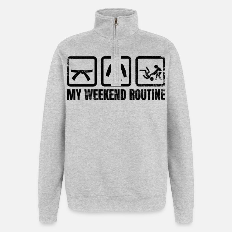Judoka Weekend Routine - Quarter-Zip Sweatshirt - heather grey