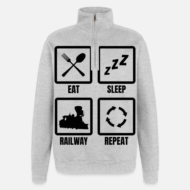 Railway Lovers Routine - Quarter-Zip Sweatshirt - heather grey