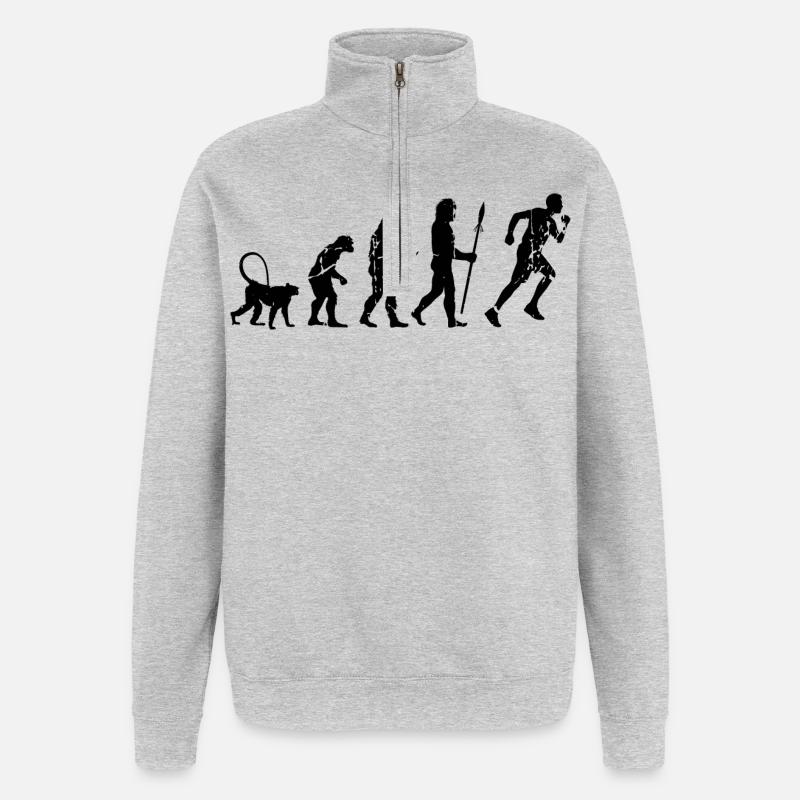 Entwicklung eines Läufers - Quarter-Zip-Sweatshirt - Grau meliert