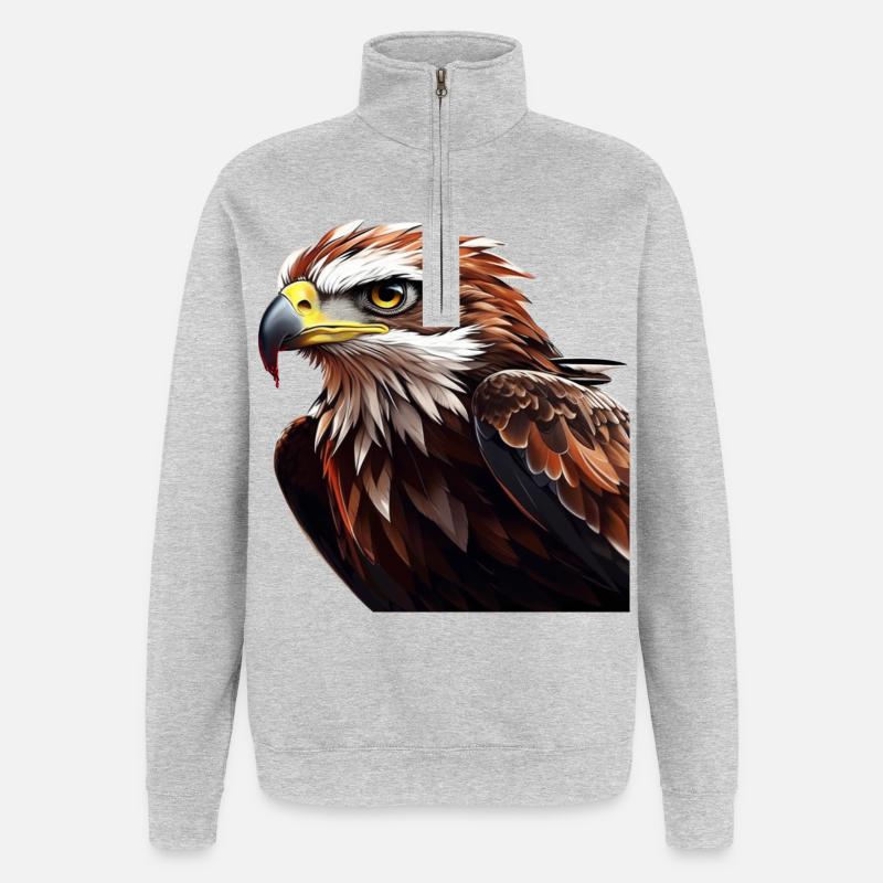 Powerful Eagle Head - Quarter-Zip Sweatshirt - heather grey