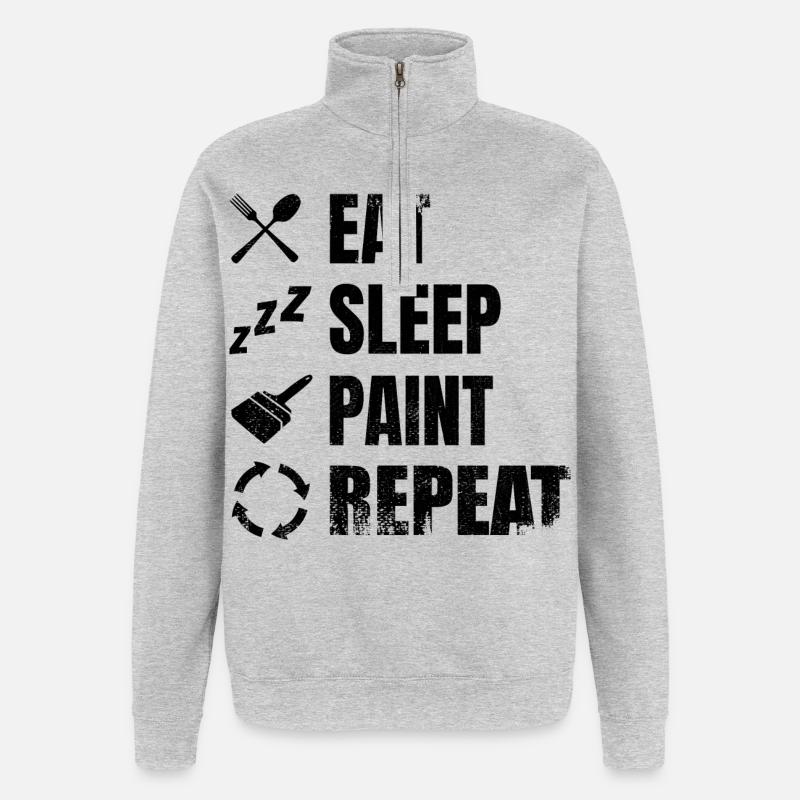 Maler Zeitplan - Quarter-Zip-Sweatshirt - Grau meliert