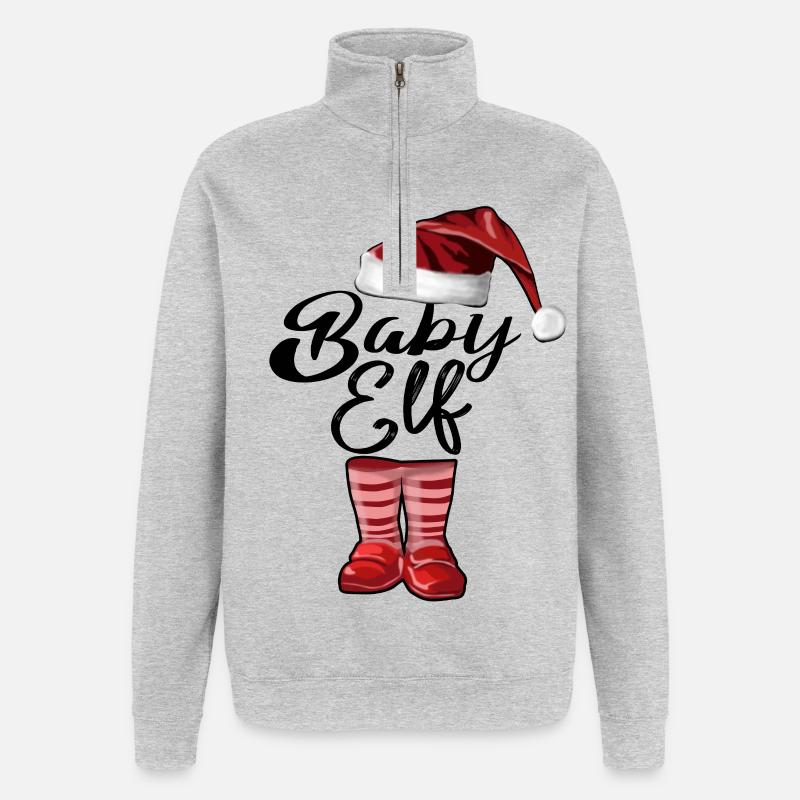 Bébé Elfe – Douce Conception de Noël - Sweat à zip 1/4 - gris chiné