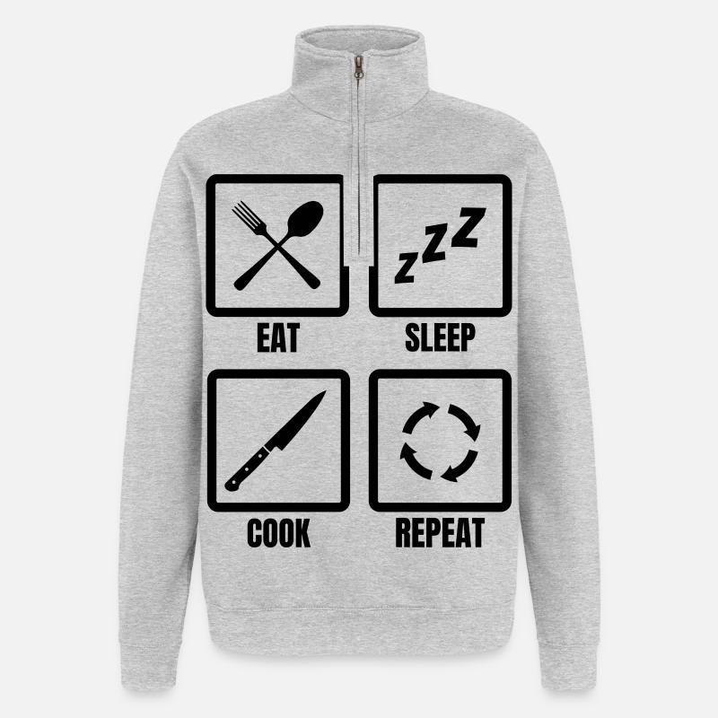 Cuisiner la routine quotidienne - Sweat à zip 1/4 - gris chiné