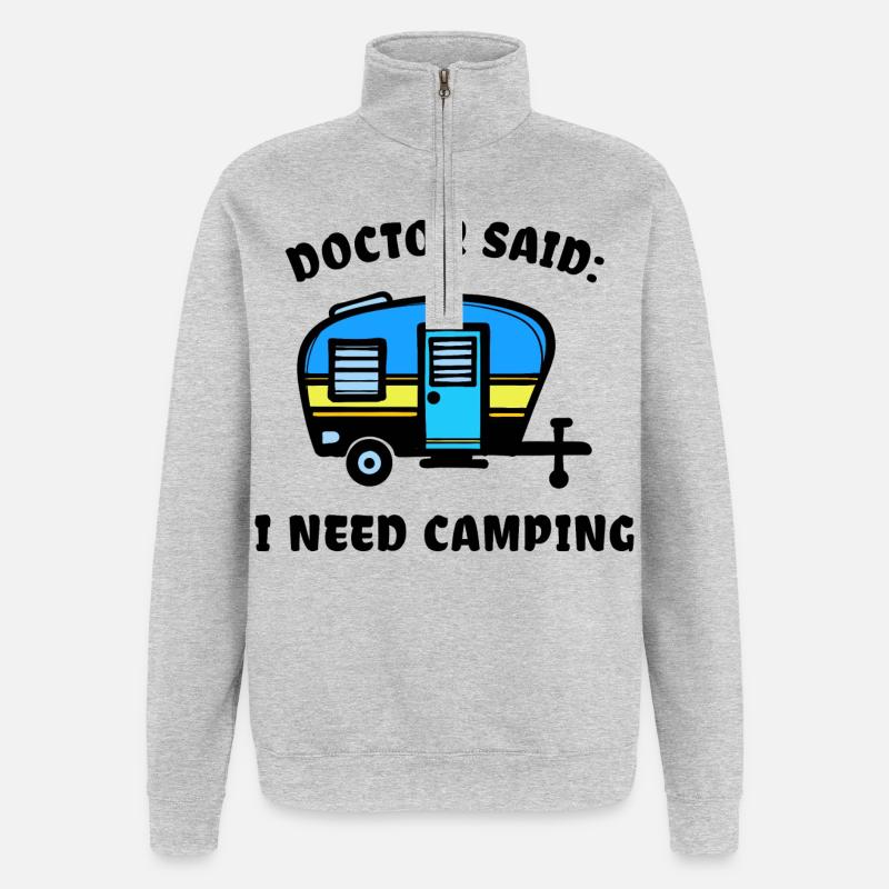 Camper Camping Wohnmobil Statement Wanderer - Quarter-Zip-Sweatshirt - Grau meliert