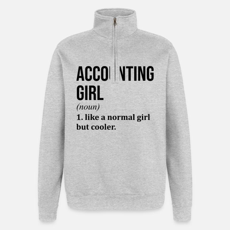Buchhaltungsmädchen Lustiger Spruch - Quarter-Zip-Sweatshirt - Grau meliert