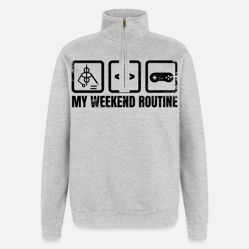 Game Designer Weekend Routine - Quarter-Zip Sweatshirt - heather grey