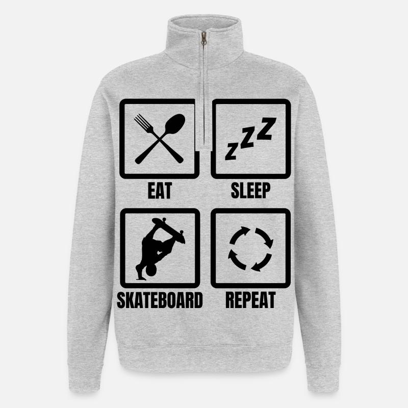 Routine de skateboard - Sweat à zip 1/4 - gris chiné