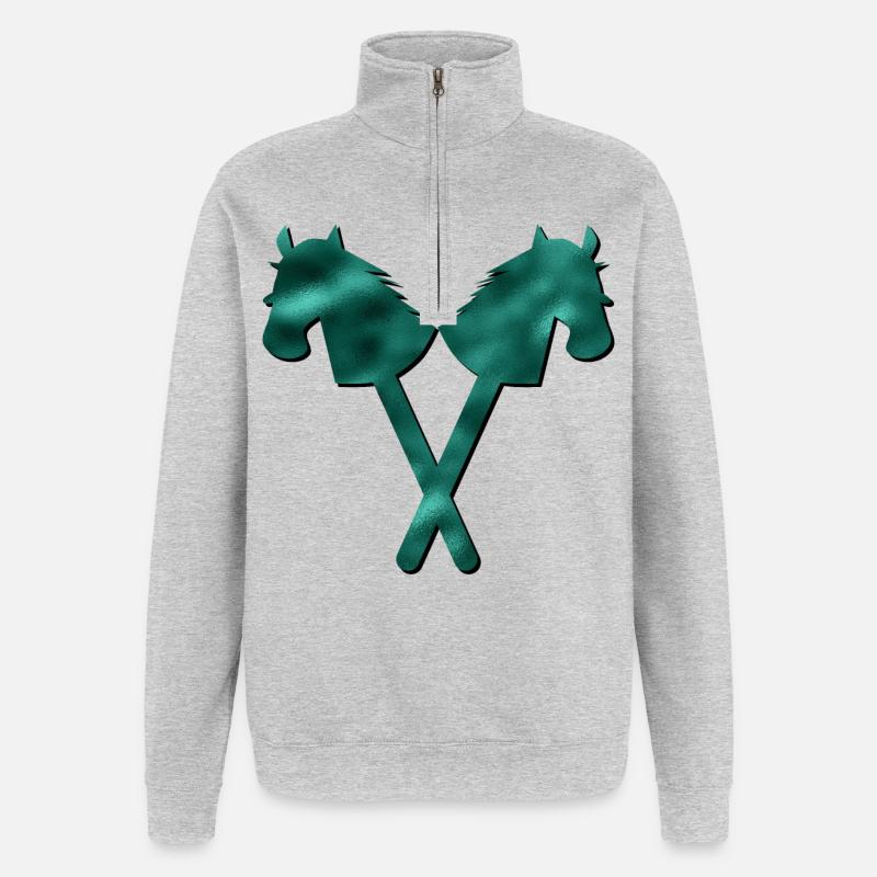 Hobby-Horsing ÉQUITATION - Sweat à zip 1/4 - gris chiné